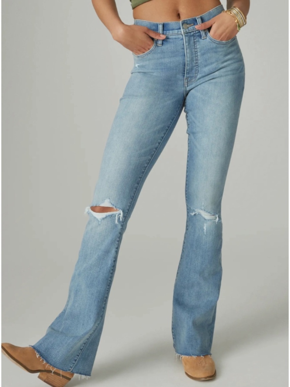 Lucky Brand Stevie High-Rise Flare Distressed Jeans Size 10/30R